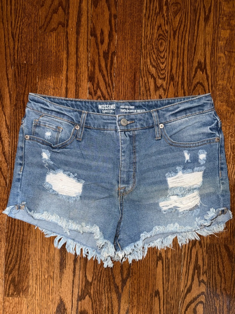 Mossimo Supply Co. Light Blue Distressed Frayed Denim Shorts